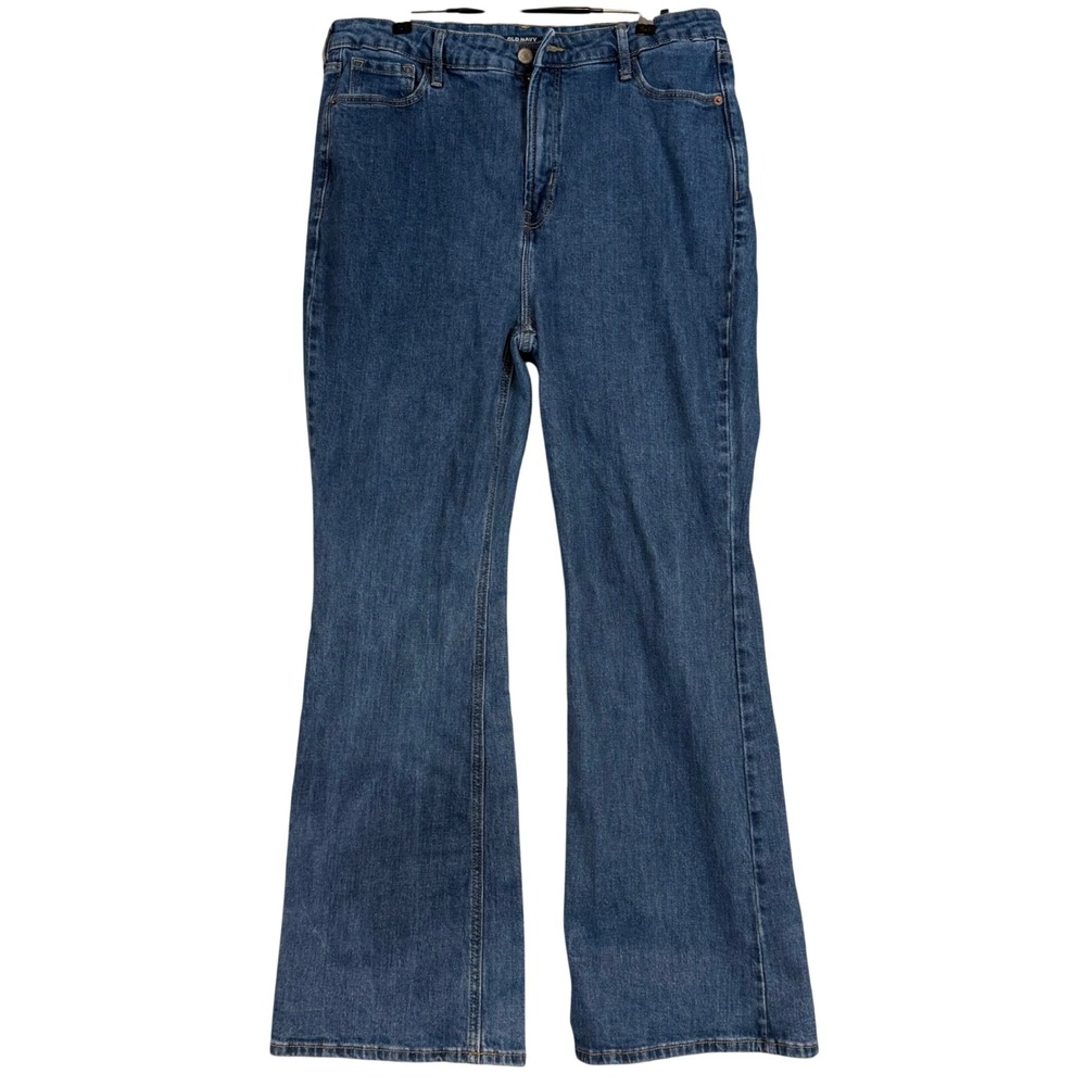 Old Navy Higher High-Rise Flare Jeans Women 14 Medium Wash Secret-Smooth Pockets